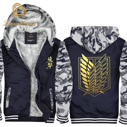 Anime Attack on Titan Cosplay Costume Hooded Thicken Hoodie Zipper Jacket Sweatshirts Men Women Fleece Outwear Coat TOP