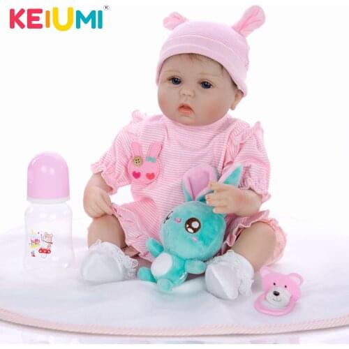 KEIUMI Hot Sale Reborn Girl Doll Silicone Soft Cloth Body Babies Lovely Newborn Dolls For Child Birthday Xmas Gifts Present