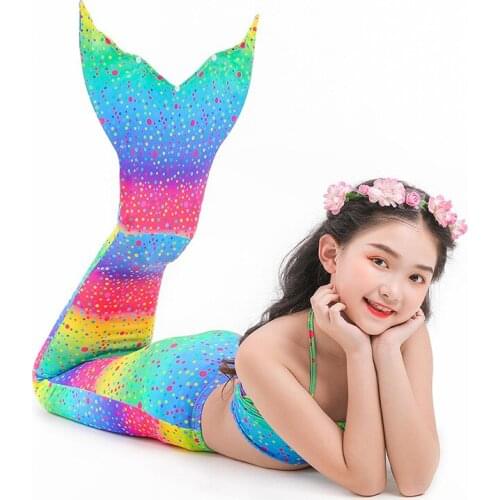 2021 Kids Girls Mermaid Tail with Fin Swimsuit Bikini Bathing Suit Dress for Girls clothes for Swim Cosplay Costume