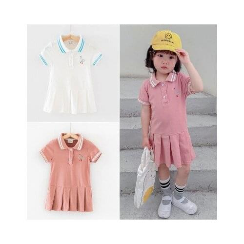 2021 Summer New Baby Girls Dress Cartoon Embroidered Childrens Dresses Korean Baby Princess Dress Toddler Casual A-line Dress