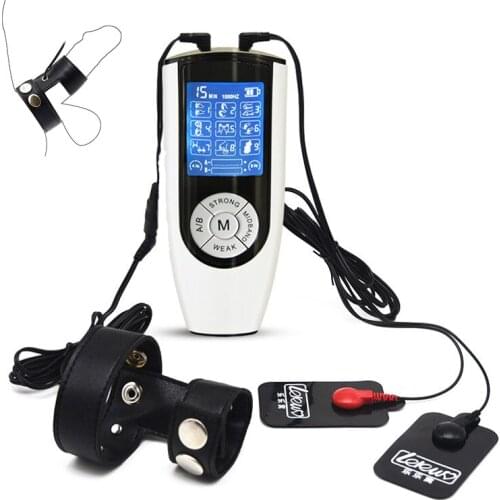 Electro Shock PU Leather Penis Ring USB charging Host Electro Shock Cock Ring Massage Pad Orgasm Medical Themed Sex Toys For Man