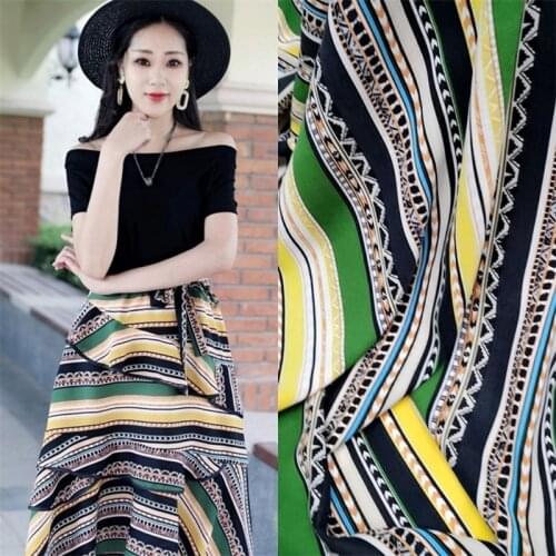 Fashionable New Jacquard Fabric Impervious Stripes Geometric Printing Personalized Shirt Skirt Dress Ethnic Style Fabric