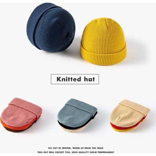 2021 Hat Mens Korean-Style Fashion Knitted Hat Womens Curling Woolen Cap Outdoor Keep Warm Needle Drawing Beanie Hat