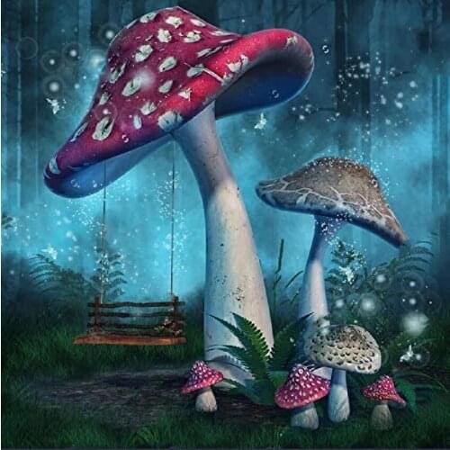 5D Diamond Painting Full Square/Round Kits DIY Mosaic Cross Stitch Pattern Handmade Embroidery Kits Wall Decor Mushroom Swing