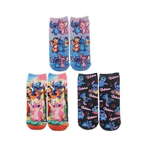 Disney Stitch Anime Figures Cartoon Product Cosplay Socks Casual Short Sock Summer Unisex Gifts