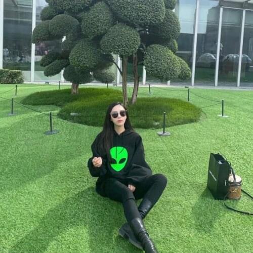 Europes Latest Popular High-Quality Worn-Out Alien Printed Hooded Wweater For Autumn Winter Casual The Same Style For Men Women