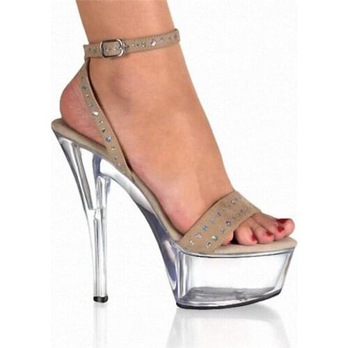 2017 new shoes Nightclub waterproof platform 15cm high-heeled sandals Sexy silver wedding Dance Shoes