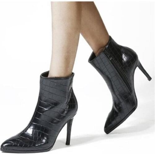 New Motorcycle Western Cowboy Boots Women Animal Snake PU Leather High Heels Slip On Cowgirl Booties Ankle Botas Shoes