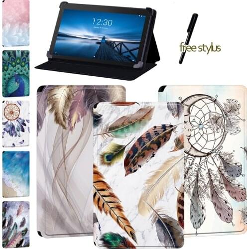 New Cover Case for Lenovo Tab E8/Lenovo Tab E7/Lenovo Tab E10 - Anti-Dust Feather Series Leather Stand Tablet Case + Free Stylus