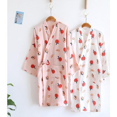 Japanese Style Kimono Pajama Fashion Cartoon Print Summer Cotton Sleepwear Thin Loose Cardigan Hot Spring Sweat Steaming Clothes