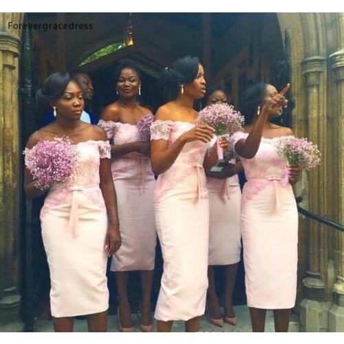 2019 Blush Pink Bridesmaid Dress African Nigerian Girls Spring Summer Formal Wedding Party Guest Maid of Honor Gown Plus Size