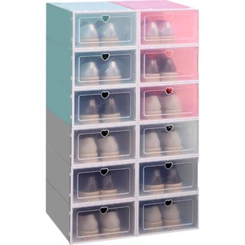Clear PP Stackable Dust-proof Flip Drawer Shoes Box Storage Container Organizer