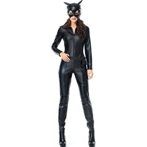Sexy Black Cat Womens Costume Halloween Adult Party Cosplay Clothing Sexy Jumpsuit Catsuit