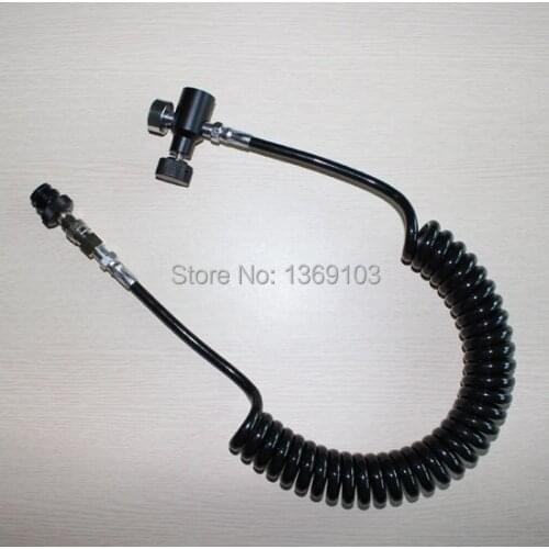 AIRSOFT Coil Remote Hose Thick line 3.5M WITH 1500psi gauge without Slide Check paintball New