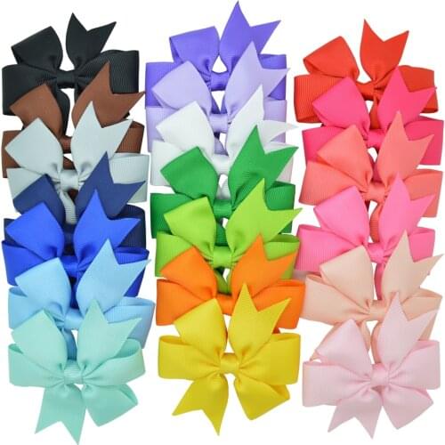 SUPWRF 20pcs/lot 3.1" Solid color grosgrain ribbon Bows Clips Girls hair Boutique Headware Kids Hair Accessories MIX T0929