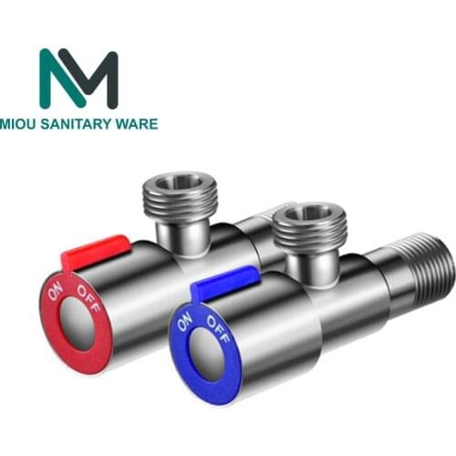 G1/2 SUS304 Stainless Steel Angle Stop Valves with OFF ON Switch Cold Hot Water Stop Valve for Bathroom Toilet Sink, Copper Core