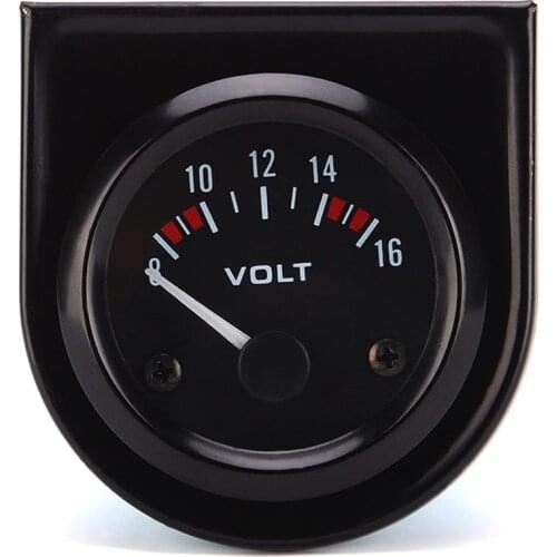 Universal Pointer12v 2" 52mm Volt Voltage Meter Gauge Voltmeter Car Auto Measure Range 8-16v LED Light Dial Black