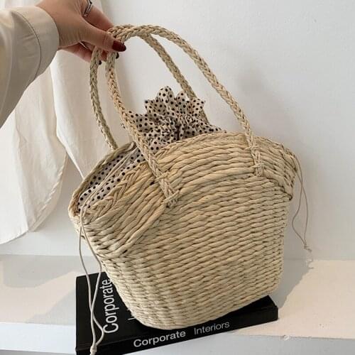 High Capacity Handmade Totes for Women 2021 Summer Fashion Luxury Brand Trendy Shoulder Handbags Picnic Bucket Purses