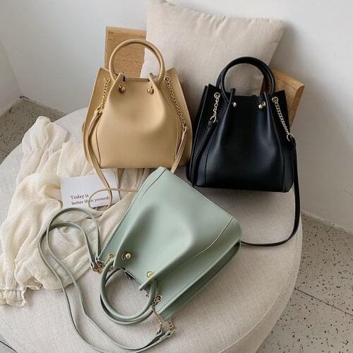 Ladies Crossbody Bag Candy Color Handbags Solid Green Fashion Women Shoulder Bags Zipper Style Leather Summer Metal Chain