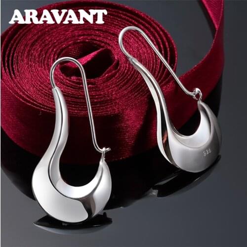New Arrival 925 Silver Hollow Moon Long Earrings For Women Wedding Jewelry Party Gifts