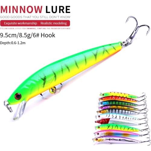 GENGJIA 1PC Minnow Fishing Bait 9.5CM-8.5G Diving 0.6-1.2M Hot Sale Fishing Lure Pesca Plastic Crank Bait Fishing Tackle