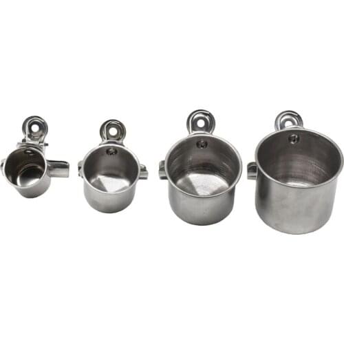 10pcs High Quality Stainless Steel Food Water Feeding Bird Single Cups With Clip Parrot Cage Stand Bird Feeder Supplies C42