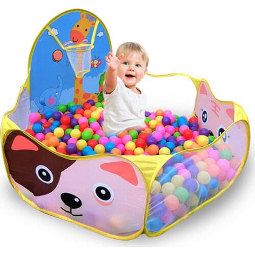 120*120cm Foldable Cute Kids Game Play Toys Tent Ocean Ball Pool With Basket Kids Outdoor House Play Hut Pool Balls Toys Pit
