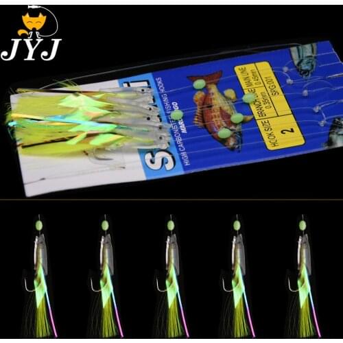 20 packs size hook 1/2/3/4 ocean series feather mackrel rig sabiki hooks , artificial fishing sabiki lures hooks