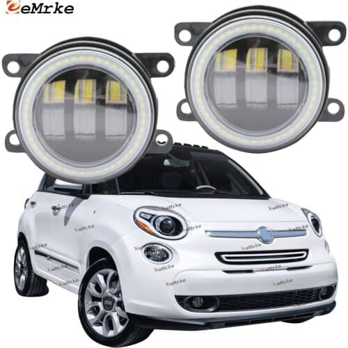 2X Led Angel Eye DRL for Fiat 500L 330 NA 2013 2014 2015 2016 2017 LED Fog Lights Lamp Lens Daytime Running Light 12V