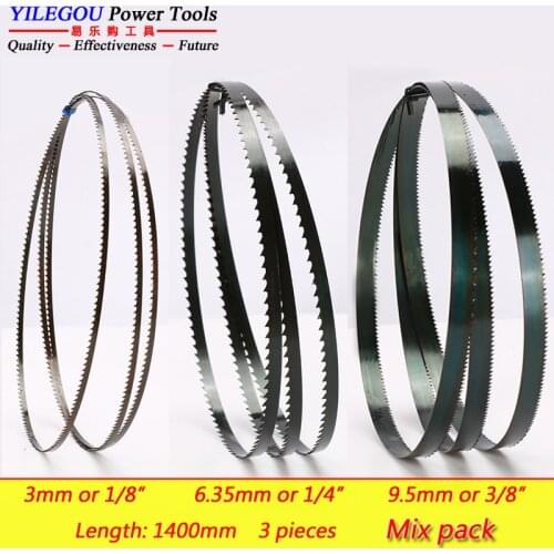 3Pcs 8" Band Saw Blades 1400mm * 3, 6.35, 9.5mm * 6/14Tpi. Woodworking Saw Blades 55" x (1/8", 1/4", 3/8") x 6, 14Tpi Cut Curve