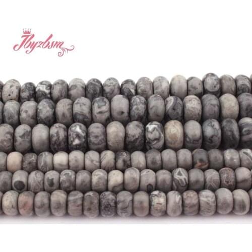 3x6mm 4x8mm Smooth Map Jaspers Stone Rondelle Heishi Spacer Loose Bead for DIY Bracelet Necklace Jewelry Making 15"Free Shipping