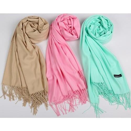 60pcs/lot new fashion candy color Imitation Cashmere scarf shawl pashmina with tassel about 68*200cm 35 color for choose