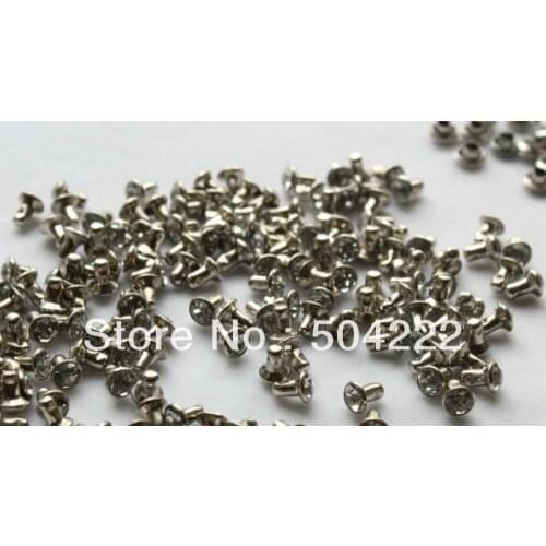 800 sets of Rhinestone Crystal with brass base rivets Buttons 6mm silver tone brass lead and nickle free