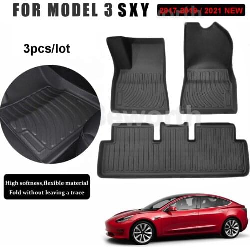 3PCS Car 3D Floor Mats For Tesla Model 3 2021 Y X S TPE TPR Non Skid Foot Pad Rubber Carpets Interior Car Accessories Automobile
