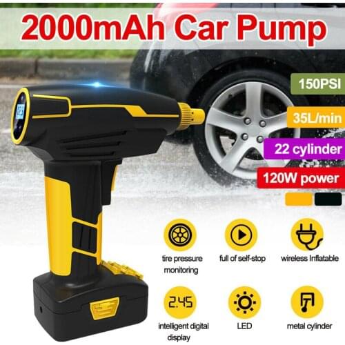 Car Air Compressor Wireless Vacuum Tire Inflator Air Pump Handheld Cordless Digital Display LED Lighting Battery Bike Pump