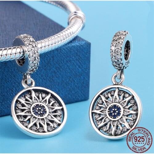Sun Pattern Pendant&Charm Authentic 925 Sterling Silver Fit Original 3mm Bracelet&Bangle For Women Birthday Fashion Jewelry Gift