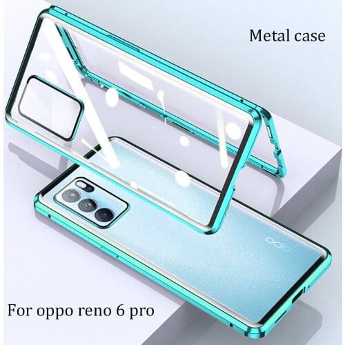 For OPPO Reno 6 pro Case Metal Frame Doubl Sided tempered glass For OPPO Reno6 pro Cover phone Cases