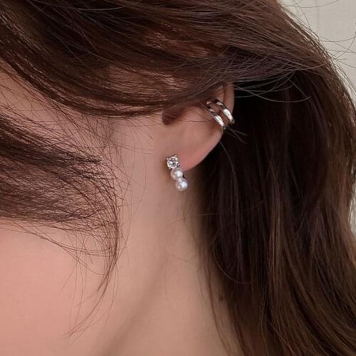 Zircon Pearl Beads Earrings For Women Elegant Simple Design Ladies Fashion Ear Jewelry Girls Gift