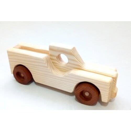 WOODEN TOY CAR 4 DIFFERENT MODELS ( PICKUP TRUCK-JEEP - ATV-ORIGINAL DESIGN )