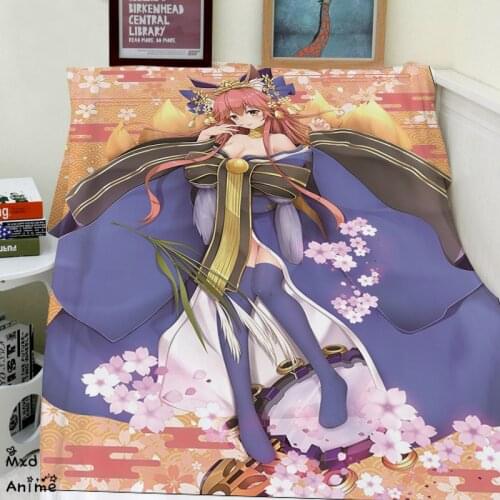 Fate Grand Order Fate EXTRA Tamamo no Mae Super Soft Velvet Plush Throw Blanket Modern Line Art Blanket for Couch Throw Travel