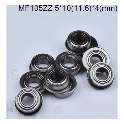 MF105ZZ 5*10(11.6)*4(mm) 10pieces free shipping bearing ABEC-5 ABEC-5 Flange bearings MF105 MF105Z MF105ZZ chrome steel bearing