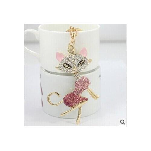 Hot sale crystal cartoon animals pendant keychain women bag accessories wholesale /trinket for key/chaveiro/llaveros/charm