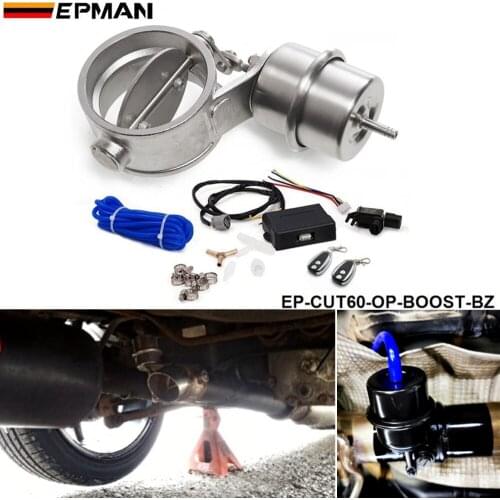 Exhaust Control Valve Set Cutout 2.3"60mm Pipe Open With Boost Actuator with Wireless Remote Controller Set EP-CUT60-OP-BOOST-BZ