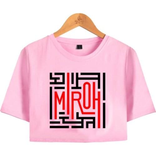 Creative kpop stray kids MIROH Albumn Crop Tops Women Summer Short Sleeve T-shirts New Hot Sale Casual Girls Sexy Clothes Tees
