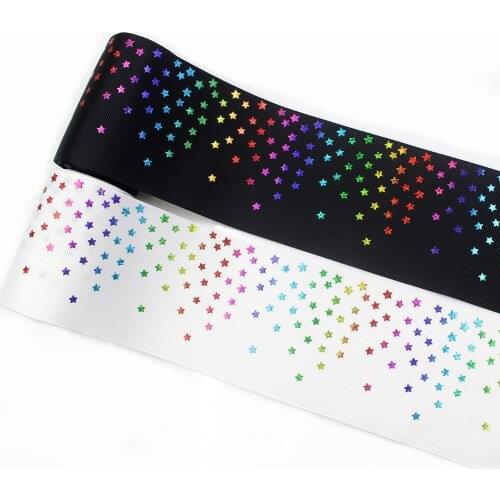 3" 75mm,2 yds Foil Printed Ribbon Colorful Foil star DIY Hairbows Accessories Handmade Materials Gift Wrapping Tape,I-19508-1181