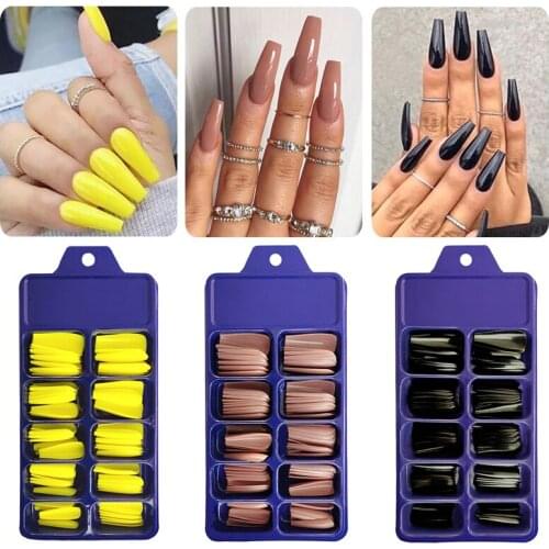 24/100Pcs Candy Color False Nail Tips Full Cover Acrylic Ballerina Fake Nails Tip DIY Beauty Manicure Extension Tools