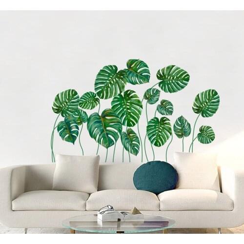 Green leaf wall sticker living room bedroom childrens room decorative painting