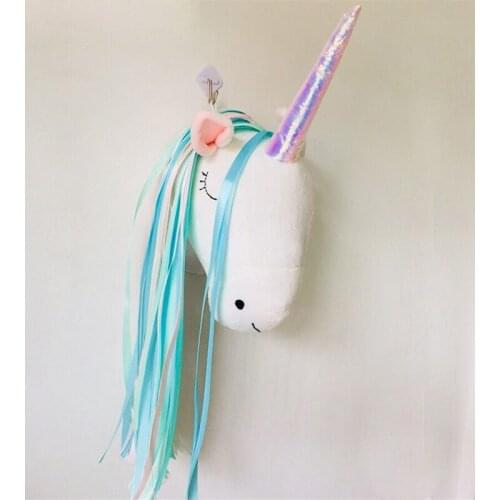 Animal Head Wall Decoration Unicorn Swan Stuffed Toy Doll for Girl Baby Kids Nursery Room Decor Wall Hanging Mount Birthday Gift