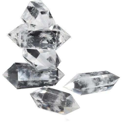 50-60MM Natural White Fluorite Clear Crystal Quartz Crystal Stone Point Healing Hexagonal Wand Treatment Stone Dropshipping