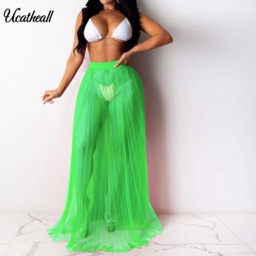 Neon Women 2 Piece Set Bodycon Dress Mesh Pleated Off Shoulder Crop Top Summer Dress Casual Long Perspective Dress Vestidos